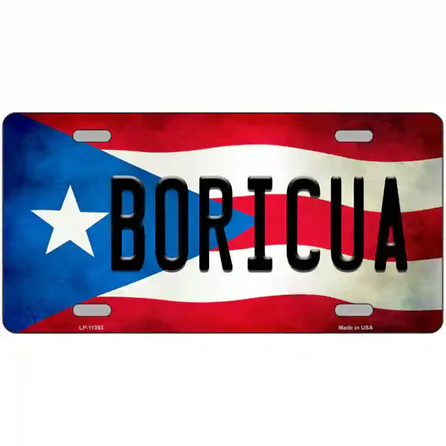 Boricua Puerto Rico Flag License Plate Metal Novelty