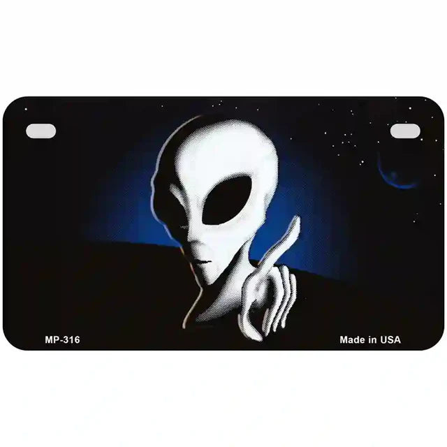 Space Alien Metal Novelty License Plate