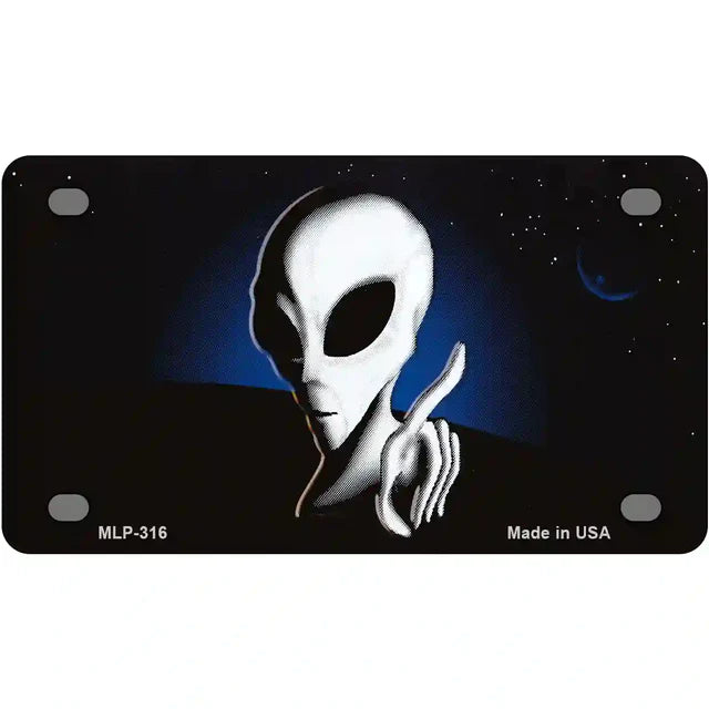 Space Alien Metal Novelty License Plate