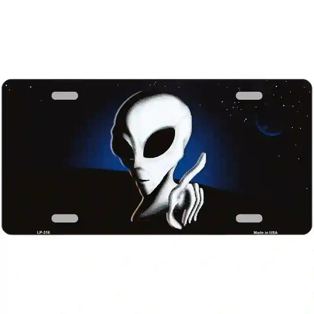 Space Alien Metal Novelty License Plate