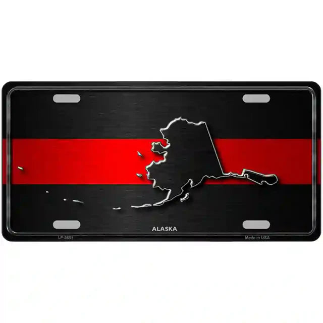 Thin Red Line Metal Novelty License Plate