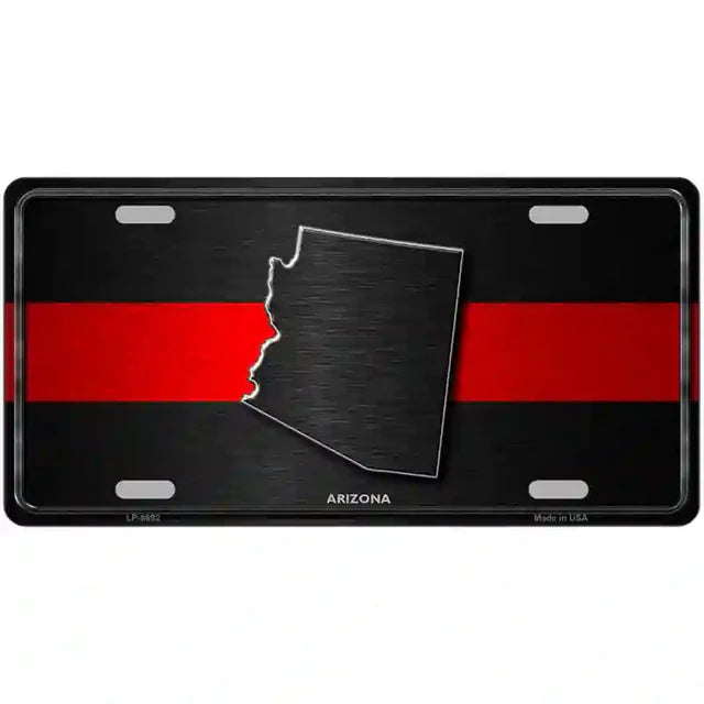 Thin Red Line Metal Novelty License Plate