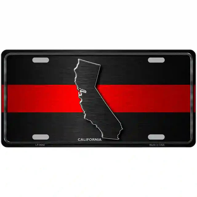 Thin Red Line Metal Novelty License Plate