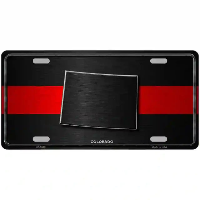 Thin Red Line Metal Novelty License Plate