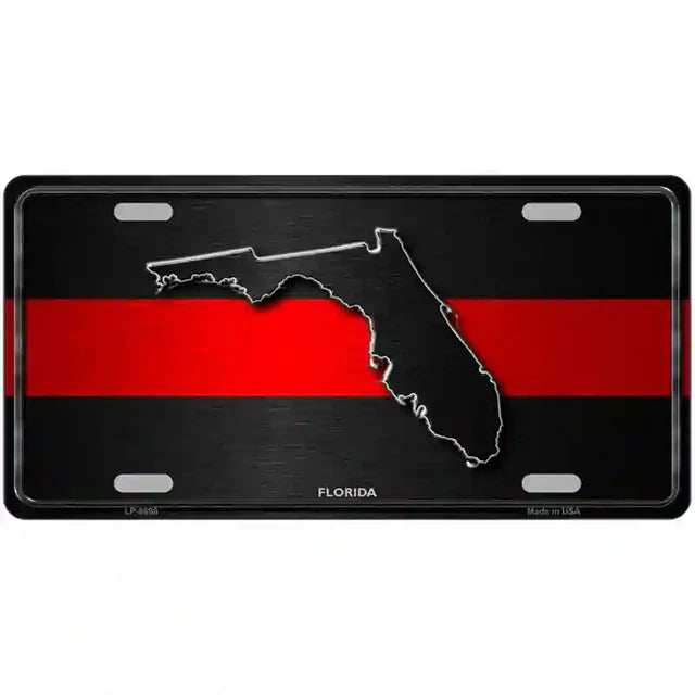 Thin Red Line Metal Novelty License Plate