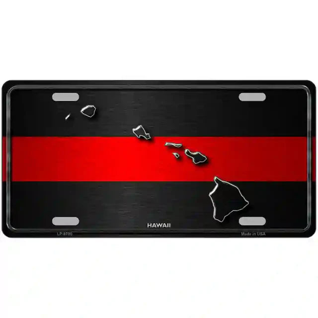 Thin Red Line Metal Novelty License Plate