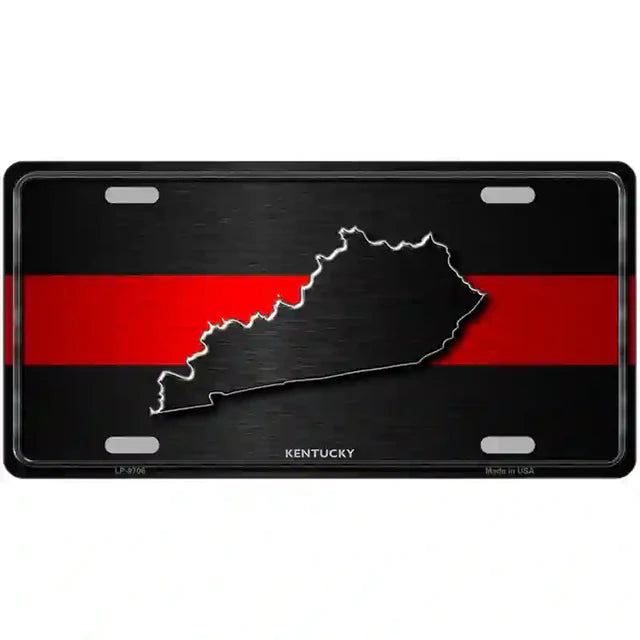 Thin Red Line Metal Novelty License Plate