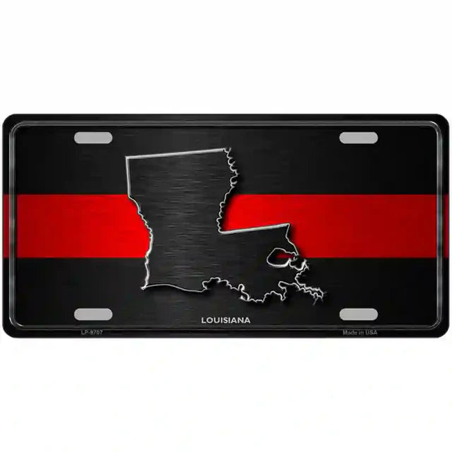 Thin Red Line Metal Novelty License Plate