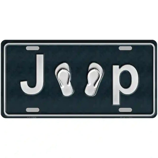 J**P Flipflop Novelty Metal License Plate Tag