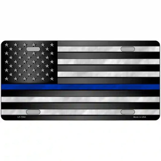 American Flag Thin Blue Line Novelty Metal License Plate