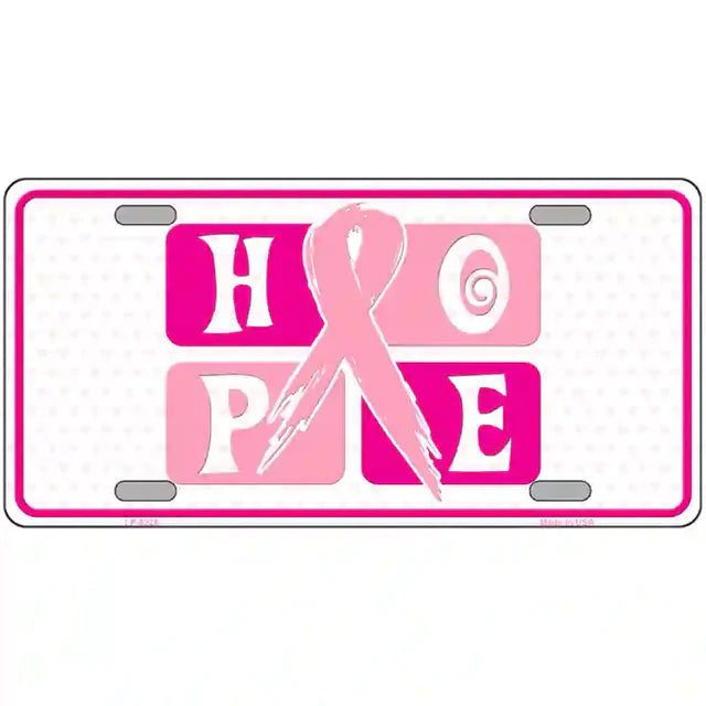 Hope Breast Cancer Ribbon Novelty Metal License Plate