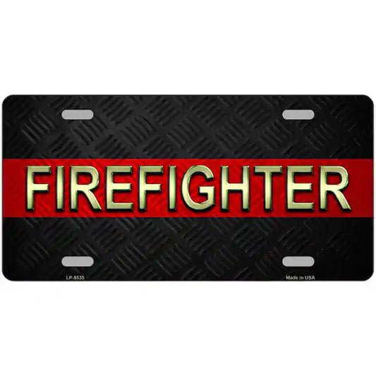 Firefighter Thin Red Line Metal Novelty License Plate