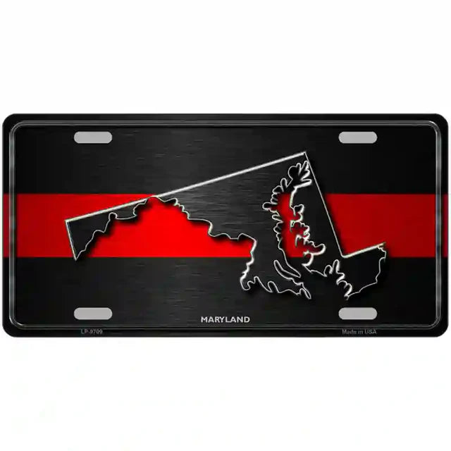 Thin Red Line Metal Novelty License Plate