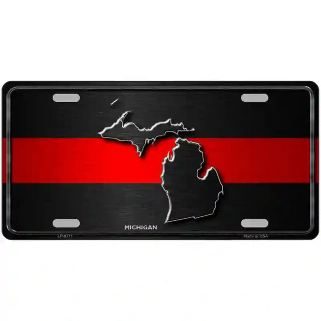 Thin Red Line Metal Novelty License Plate