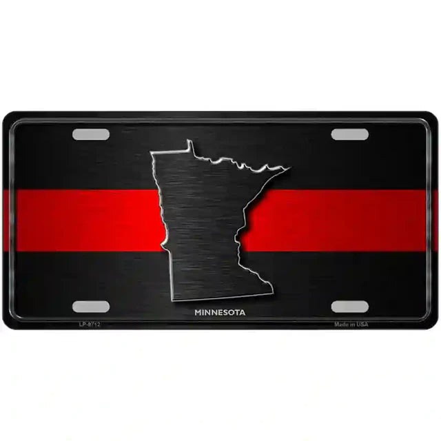 Thin Red Line Metal Novelty License Plate