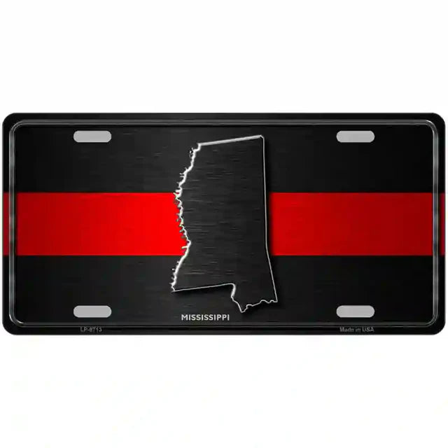 Thin Red Line Metal Novelty License Plate