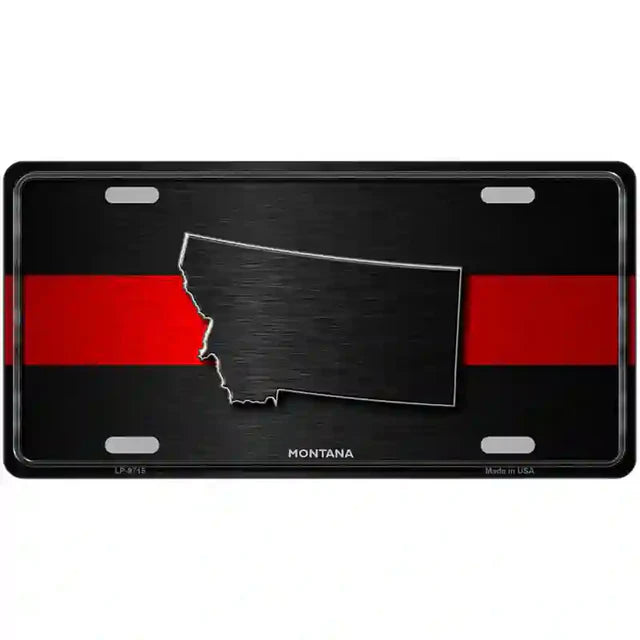 Thin Red Line Metal Novelty License Plate