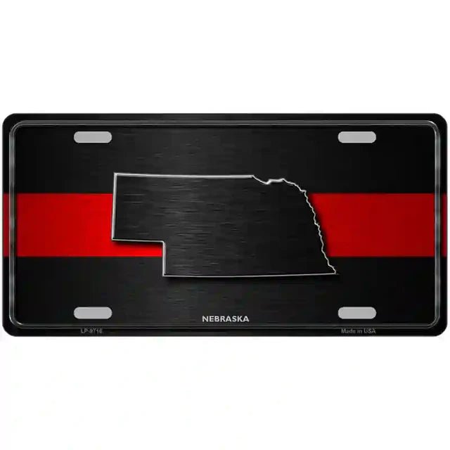 Thin Red Line Metal Novelty License Plate