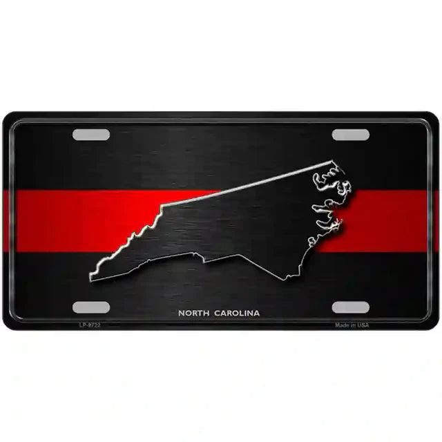 Thin Red Line Metal Novelty License Plate