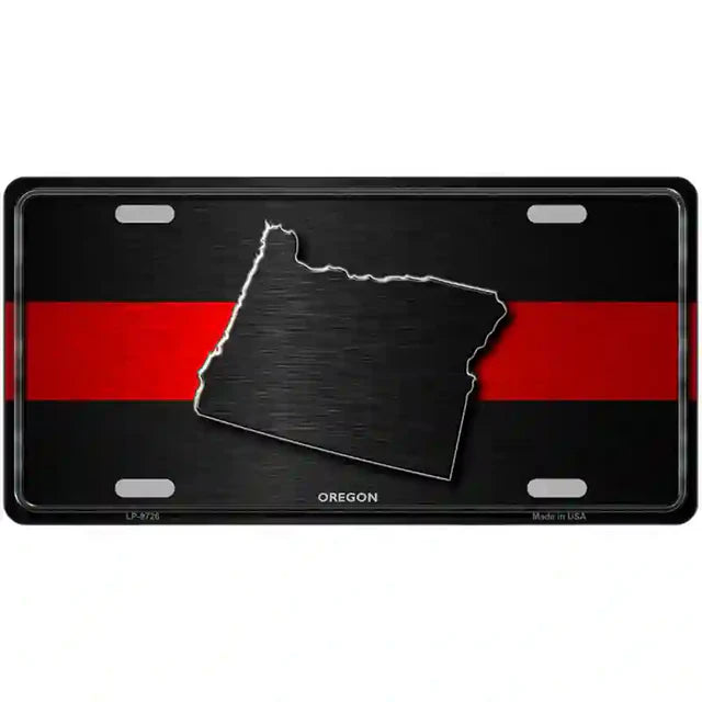 Thin Red Line Metal Novelty License Plate