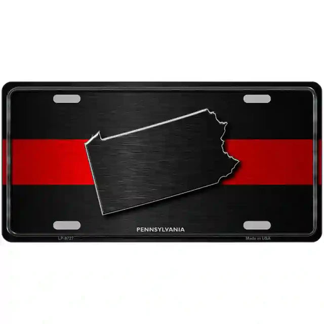 Thin Red Line Metal Novelty License Plate