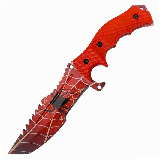 8.5" CSGO Huntsman Red Spider Web Fixed Blade Knife