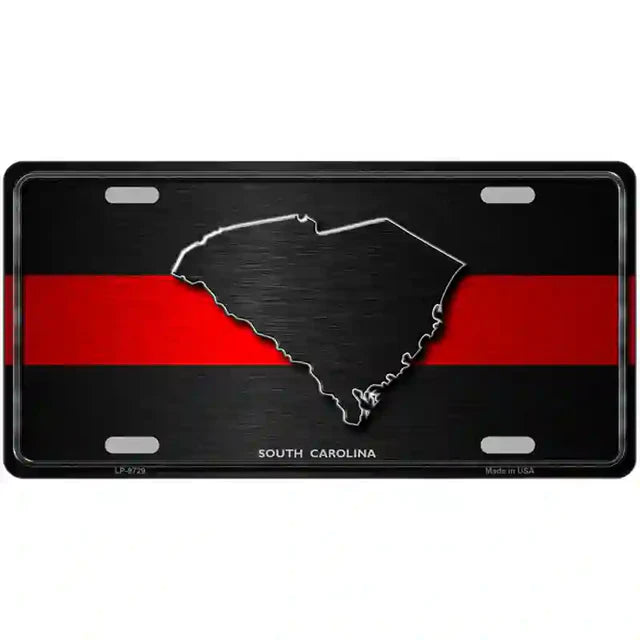 Thin Red Line Metal Novelty License Plate