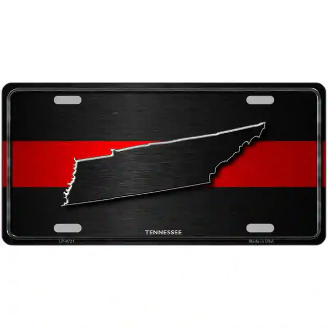 Thin Red Line Metal Novelty License Plate