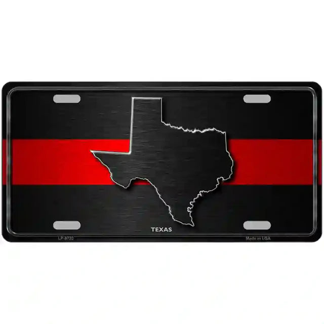 Thin Red Line Metal Novelty License Plate