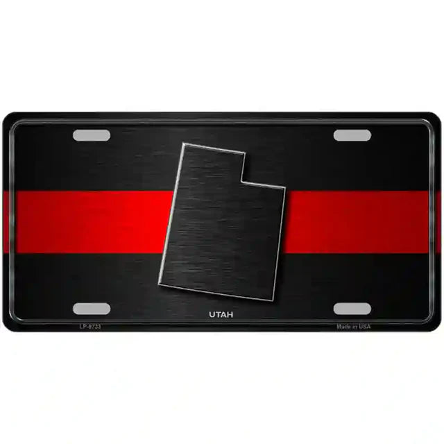 Thin Red Line Metal Novelty License Plate