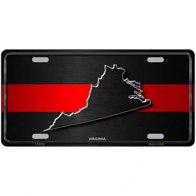 Thin Red Line Metal Novelty License Plate