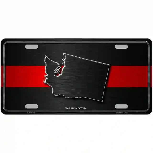 Thin Red Line Metal Novelty License Plate