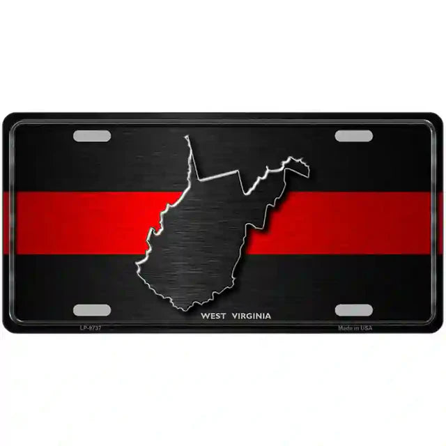 Thin Red Line Metal Novelty License Plate