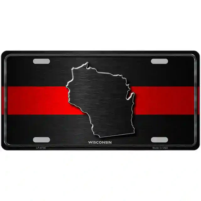 Thin Red Line Metal Novelty License Plate