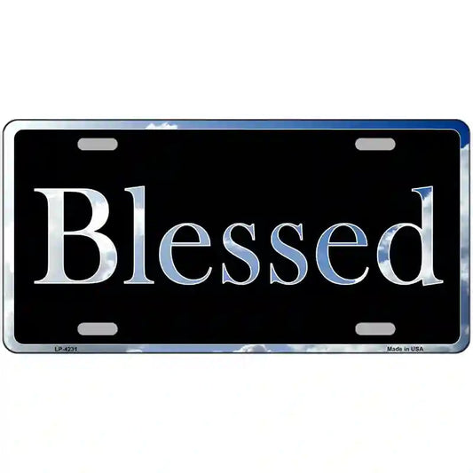 Blessed Blue Sky Cloud Metal Novelty License Plate